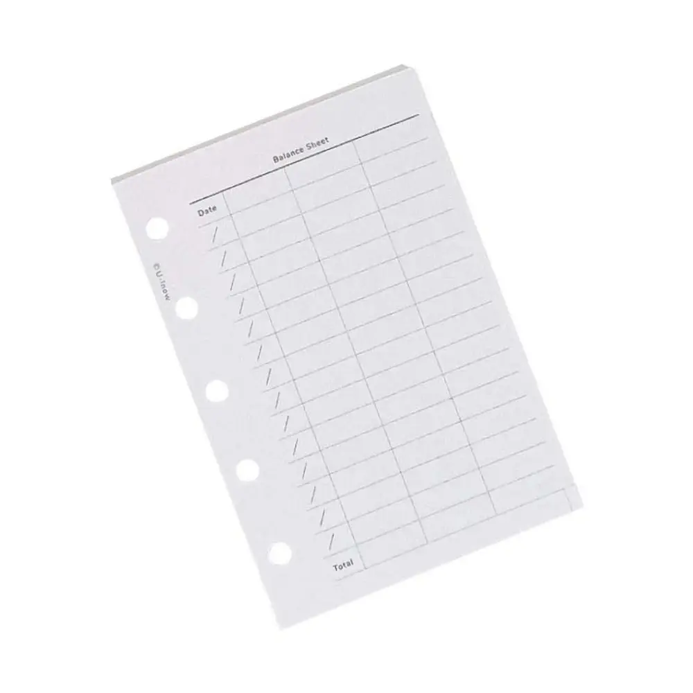50Sheets M5 A8 Loose-Leaf Notebook Refill Paper 5-hole Line Grid Inner Refill Binder Paper Pages Index Inside Page Cards