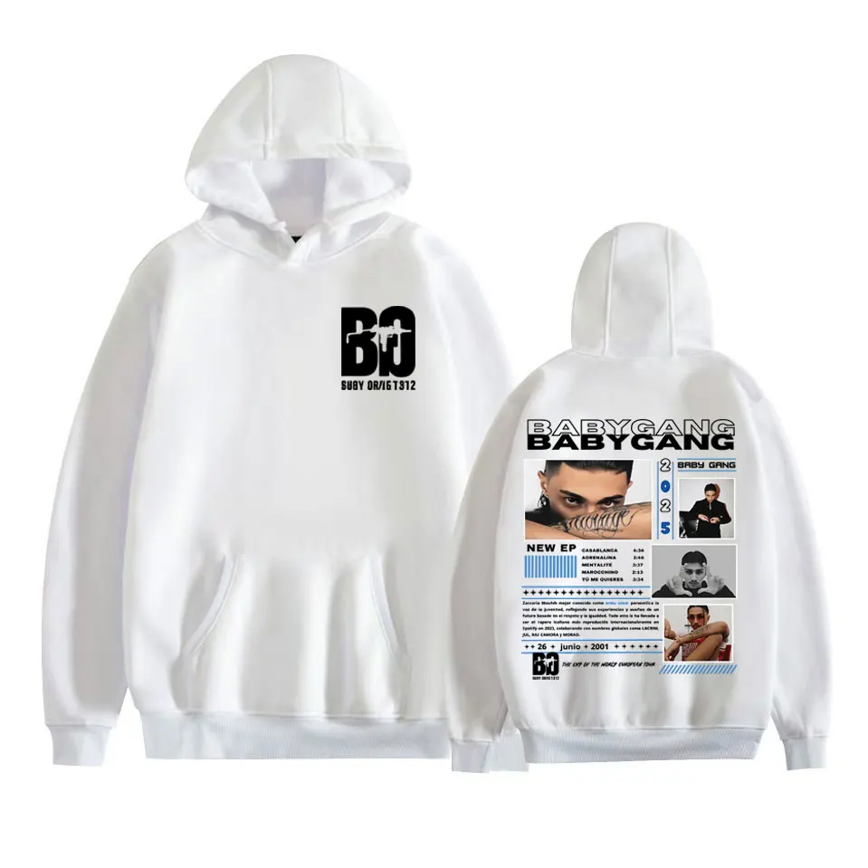 래퍼 베이비 갱 앨범 투어 2025 그래픽 후드티 남성 의류 패션 힙합 펑크 스웨트셔츠 남성 바디워머 오버사이즈 후드티