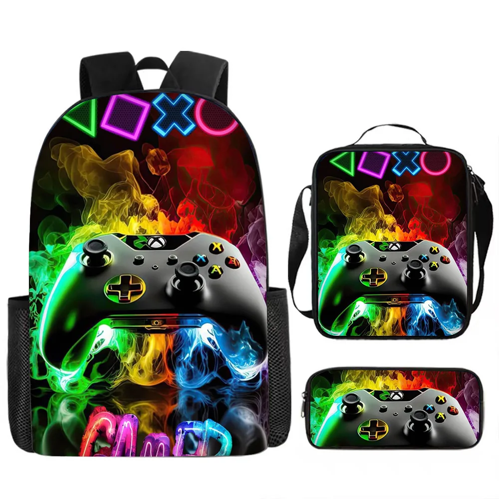 Luxury Popular Funny Novelty Game Controller 3D Print 3pcs/Set pupil School Bags Laptop Daypack Backpack Lunch bag Pencil Case