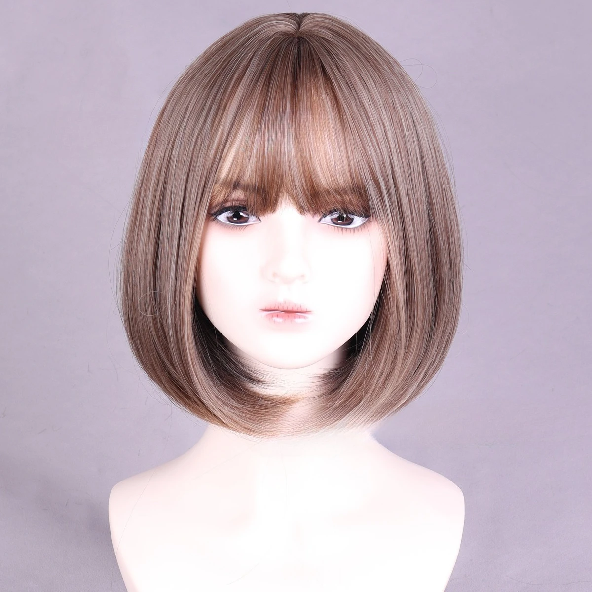 

Popular hot-selling European and American wigs women's medium short straight hair color gradual change fashionable and realistic