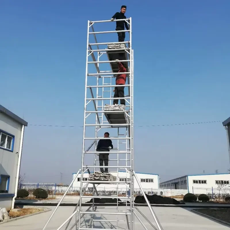 6 Foot Mobile Scaffolding Aluminum h Frame Folding Scaffolds with Guardrail