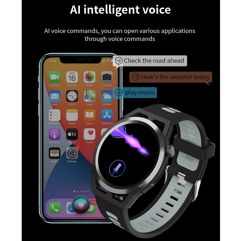 AI Voice Smart Watch para homens e mulheres Smartwatch com Blue Tooth Call Rastreador de sono e fitness Pulseira de pressão arterial e monitor de oxigênio
