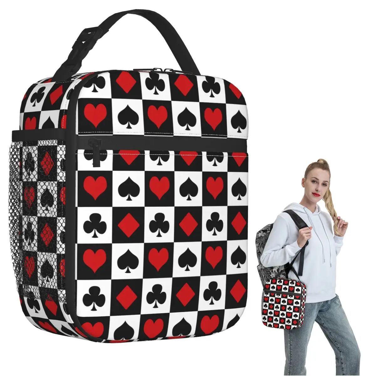Playing Card Insulated Lunch Bag for Women Children Leakproof Food Boxes Thermal Lunch Box Tote