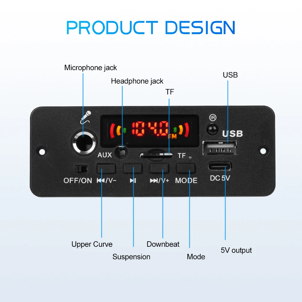 Bluetooth 5.0 10W Amplifier MP3 Decoder Board Wireless Music Player 5V Car FM Radio Module USB TF for Music Subwoofer Speaker