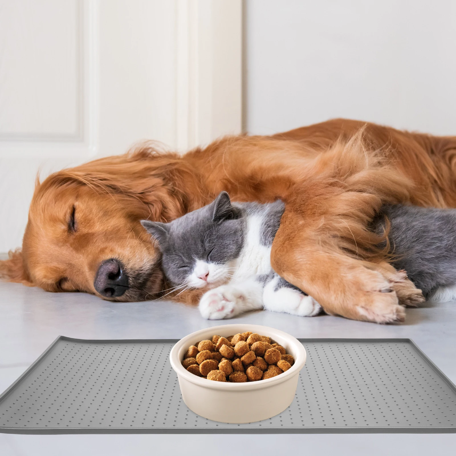

Waterproof and Non-slip Pet Placemat Dog Pads Silicone Bowl Mat. for Bowls Food Silica Gel Feeding Cat
