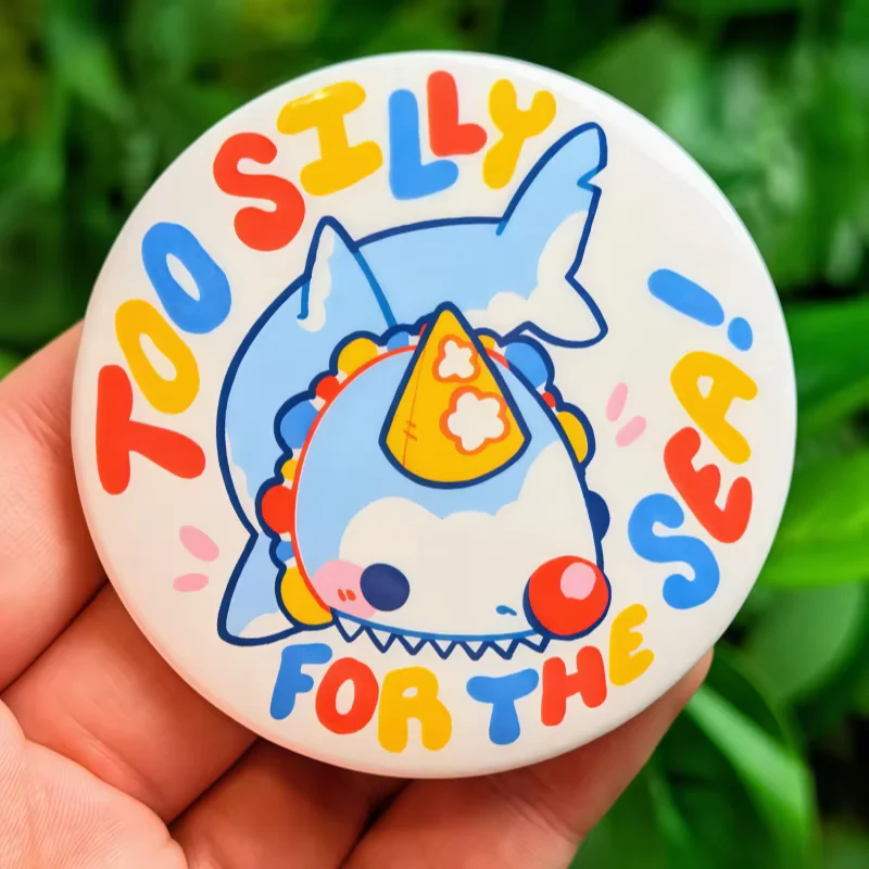 Too Silly for the Sea Clown Shark Button Badge - Cute Ocean Game Cosplay Pins  Acrylic Enamel Brooch for Backpack Jacket Hat