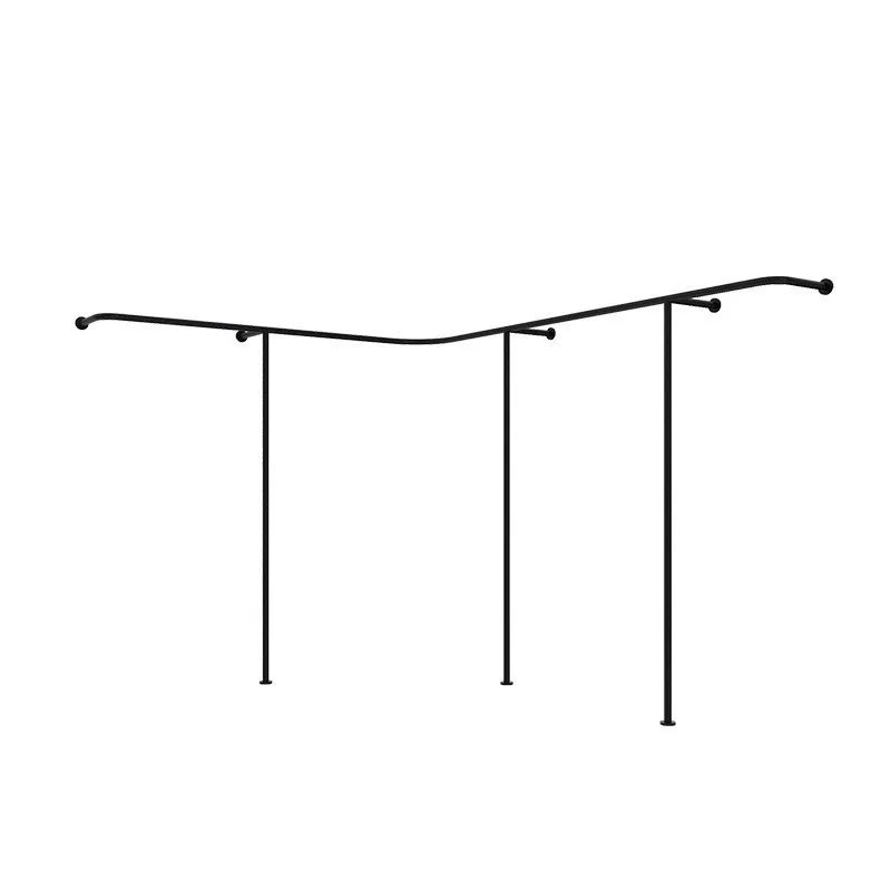 Clothing store display rack stainless steel matte black wall-mounted clothing rod floor-to-ceiling display props men's