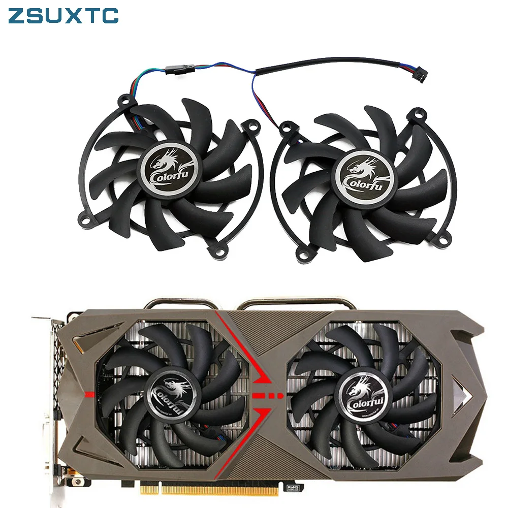 2 sztuk/zestaw dla kolorowych GTX1060 GeForce GTX1070 GAMING GTX 1060 1070 iGame S wentylator karty graficznej wideo
