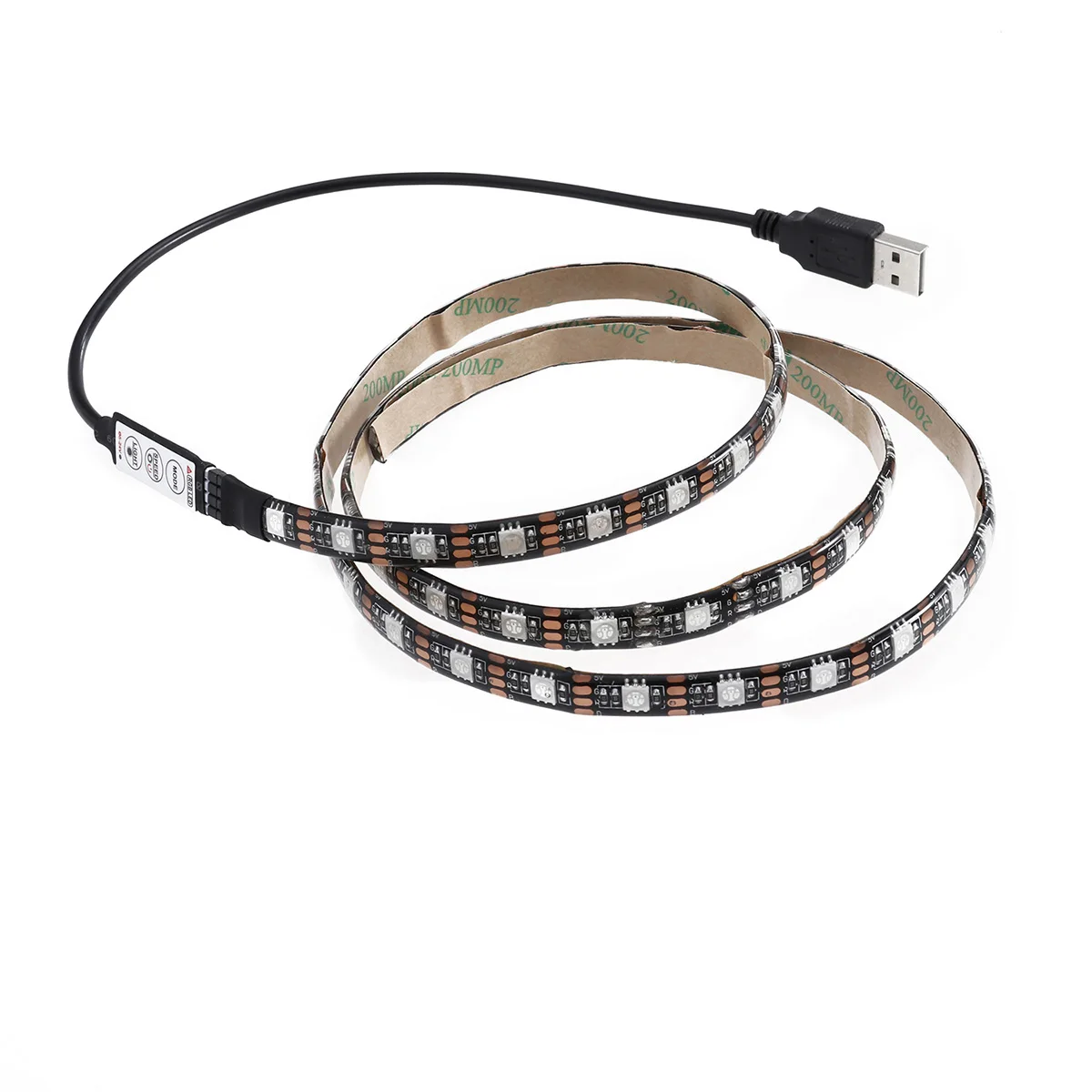

1m 5050 SMD Rope Light Waterproof Flexible RGB LED Strip Light with USB Control Cable for Closet Outdoor Lighting