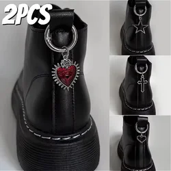 Colgante de Metal con corazones y estrellas para botas, hebillas para zapatos, decoración de fiesta, accesorios para zapatos, dijes, 2 piezas