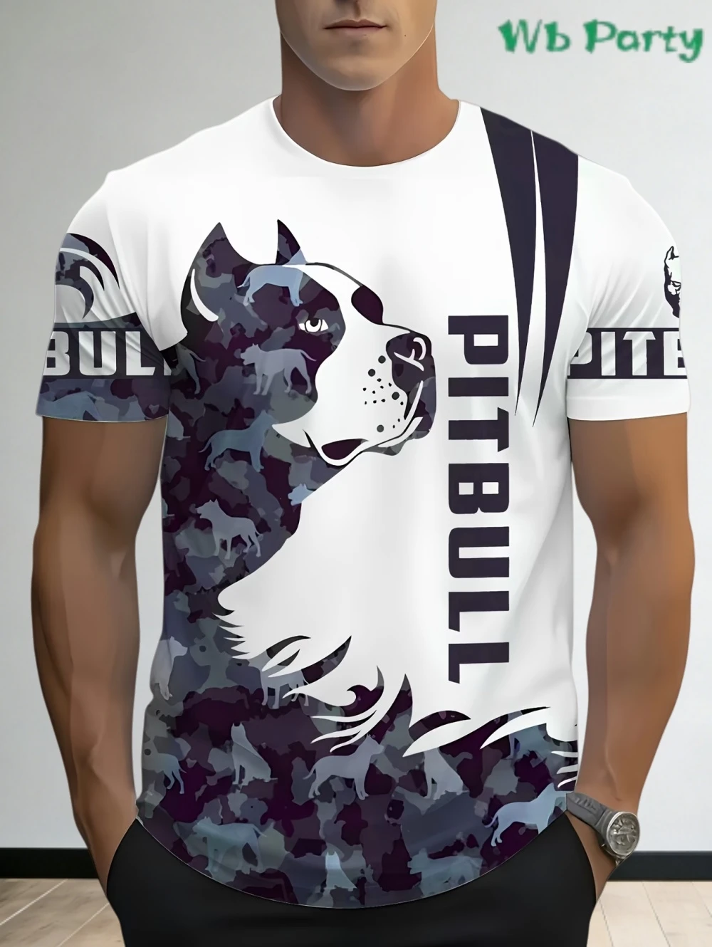 

Мужские футболки с коротким рукавом и 3D-принтом в виде собаки породы питбуль, летние уличные топы, модная свободная повседневная одежда оверсайз для мужчин