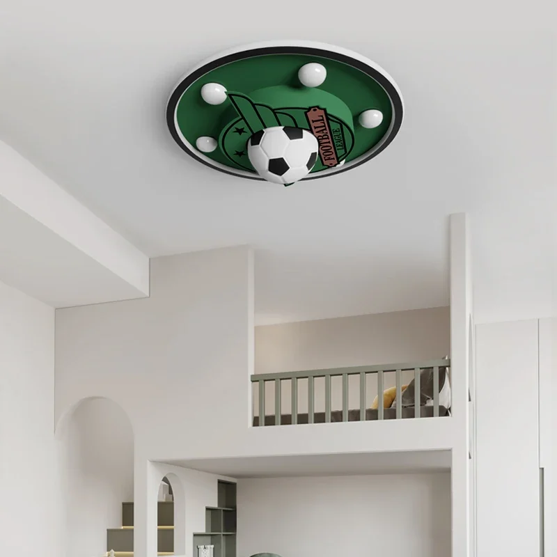 Moderno dos desenhos animados luz de teto design futebol led luminária decoração para o quarto das crianças cabeceira lustre teto