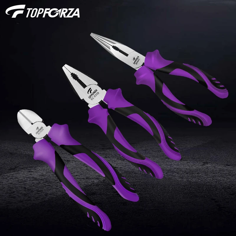 

Topforza 3 pcs Universal Pliers Set Diagonal Pliers Needle Nose Pliers Hardware Tools Universal Wire Cutters Electrician Nippers