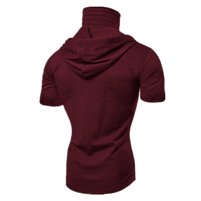 Summer New Stretch Pullover Men's Fashion Top Hooded Casual Short-sleeved T-shirt Face Mask Suit For Female Solid Color