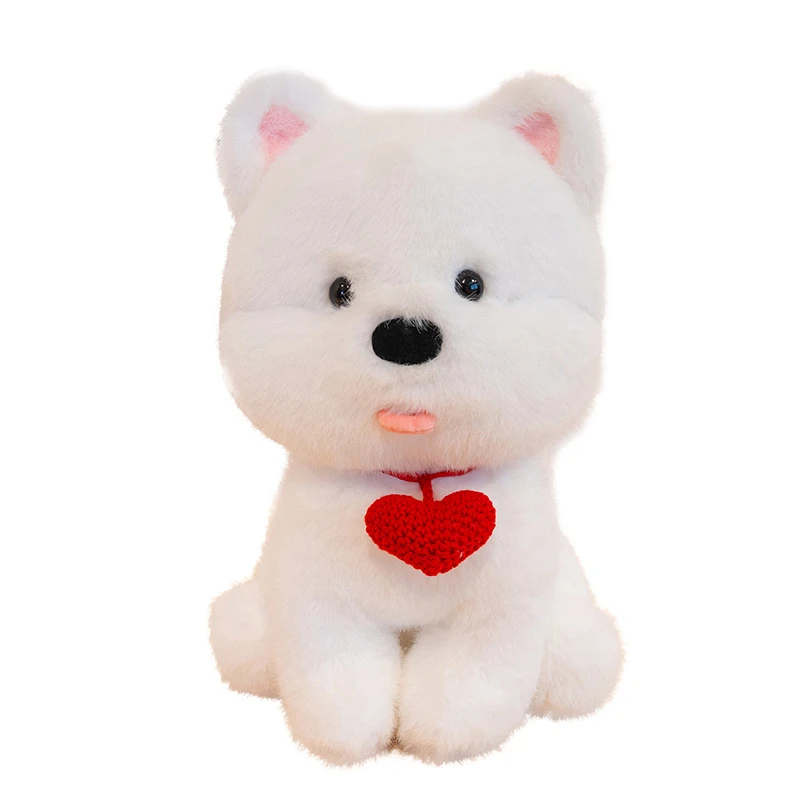

25-45cm Red Heart West Highland White Terrier Plush Toy Sitting Kawaii Puppy Dog Doll Soft Fluffy Cartoon Animal Birthday Gift