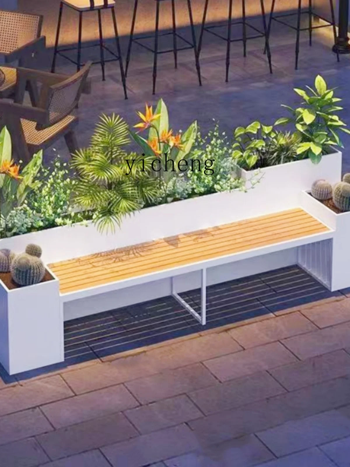 Zc Outdoor Stainless Steel Stool Flower Box Planting Box Restaurant Fence Flower Stand Partition Planter