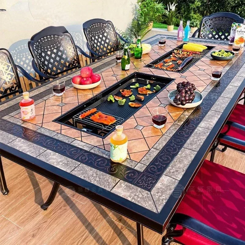 

Barbecue Tables and Chairs Villa Garden Outdoor Home Terrace Leisure Waterproof and Sun Protection Outdoor Furniture