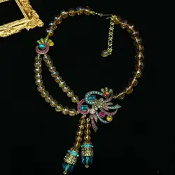 Floral fashion short glass necklace
