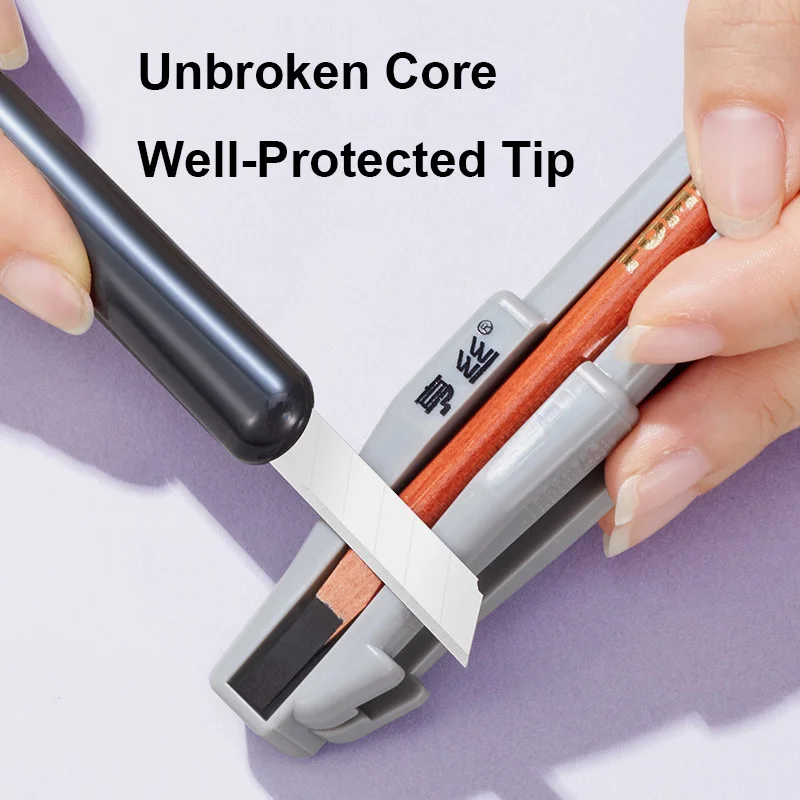 مبراة أقلام الحواجب الخشبية لطرف الإزميل، مبراة يدوية سهلة المكسورة، متوافقة مع جميع أقلام الحواجب الخشبية #5