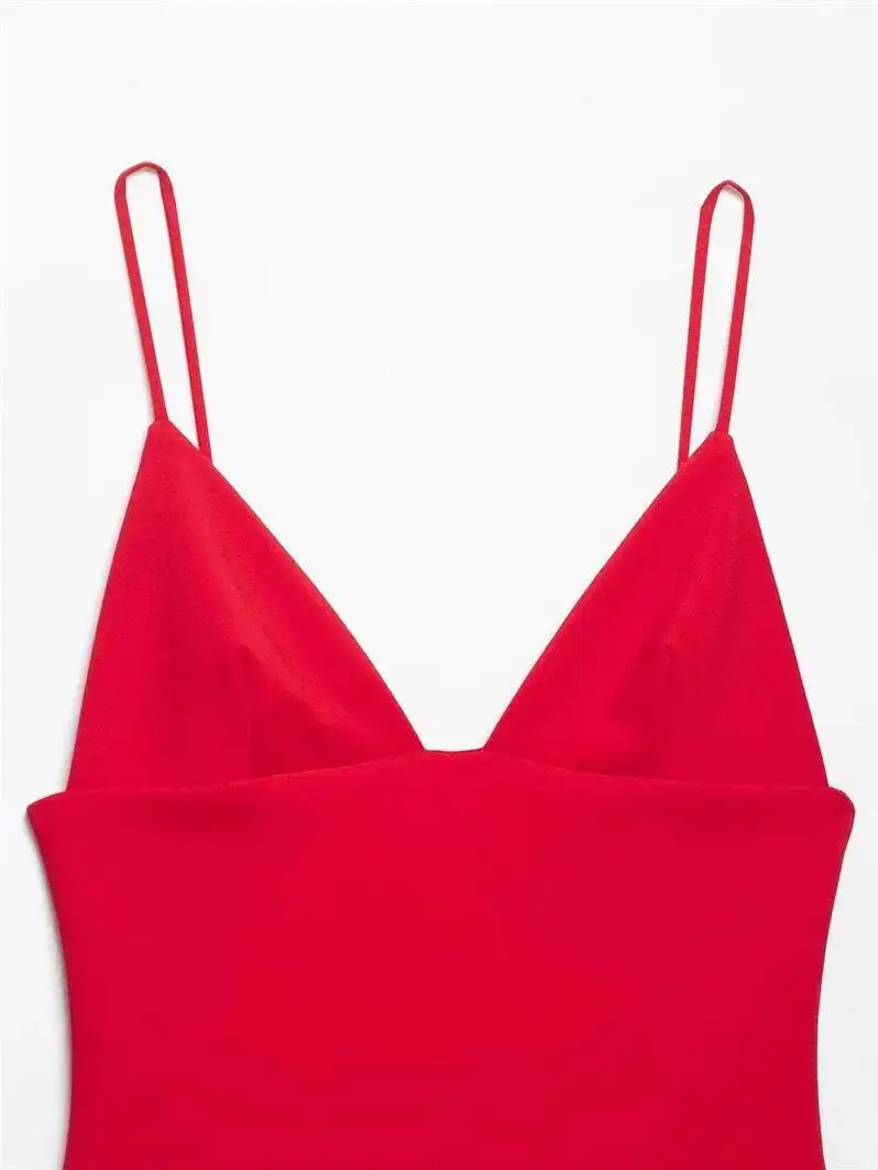 ชุดเดรสสตรีฤดูร้อนใหม่เดรสสั้นสีแดงสายเดี่ยวตกแต่งดอกไม้สามมิติออกแบบทันสมัยและเซ็กซี่ส่วนบุคคล 34O4