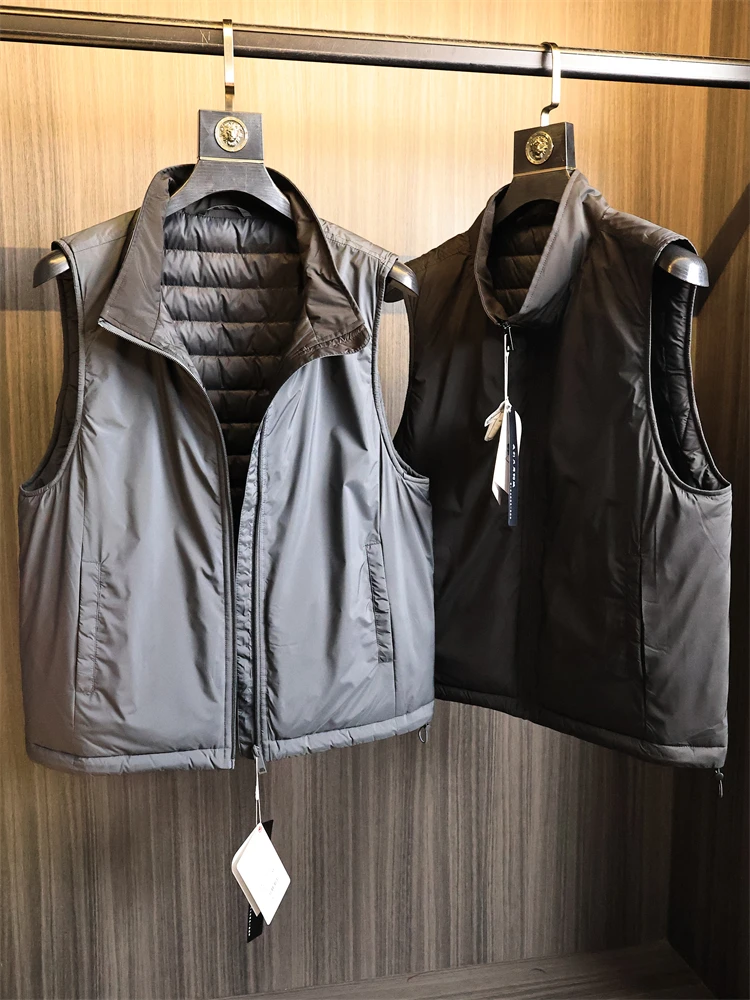 

Мужской уличный легкий пуховый жилет 90, ветрозащитный, водостойкий, теплый, с воротником-стойкой, пуховый жилет на осень-зиму