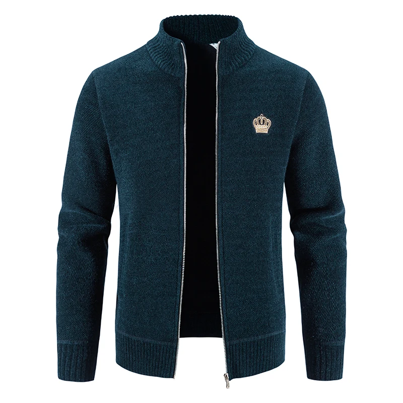 Áo Len Nam Áo Khoác Thời Trang Mới Khoác Nam Cardigan Áo Len Áo Khoác Mỏng Cổ Đứng Dày Ấm Áo Khoác Cardigan