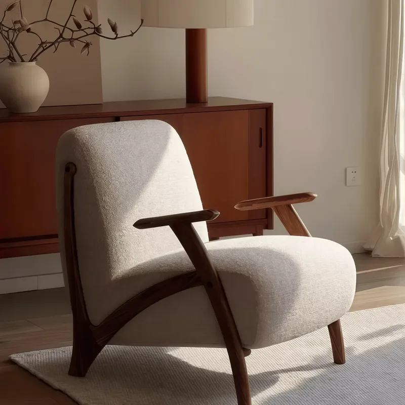 Modern Eco-Friendly Upholstered Wooden Leg Leisure Single Accent Armchair for Living Room Home Office Hotel Bedroom Hospital