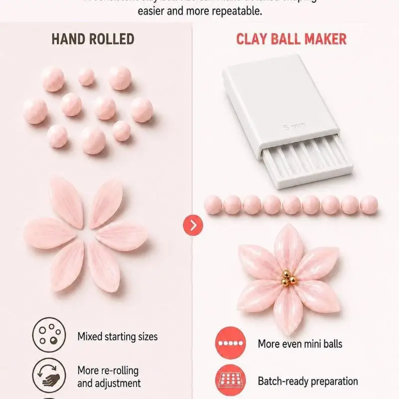 3D Print Clay Gel Ball Maker Tool Nail Art Bead Roller: 4PCS/Set Flowers Polymer Clay 2mm 3mm 4mm 5mm