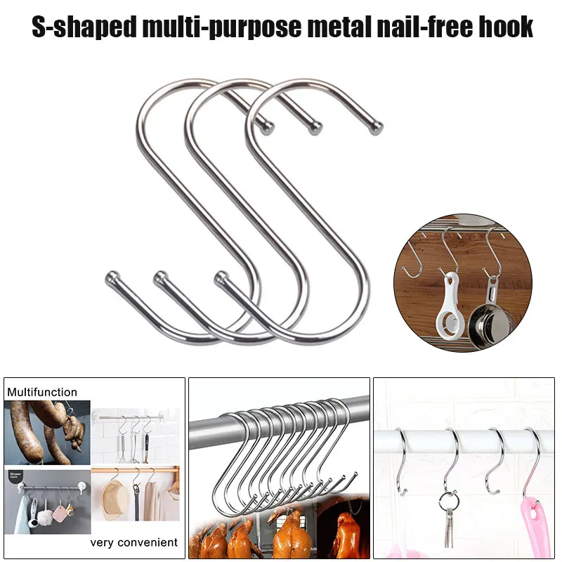 S Hook Stainless Steel Hook Multipurpose Barbecue Hook Hanging Sausage Hanging Hanging Roast Meat Practical Household Tools