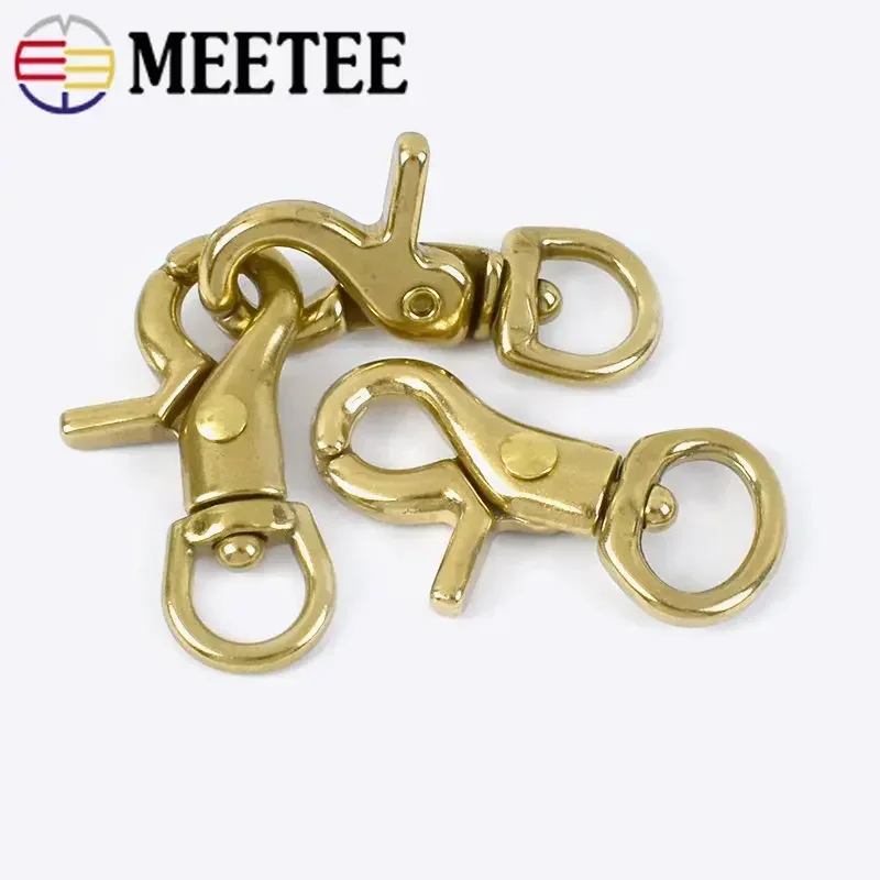 Meetee 2/5Pcs 8-25mm Solid Brass Buckle Bag Lobster Clasp Swivel Trigger Clips Dog Snap Buckles Strap Clamp Hang Hook Accessory