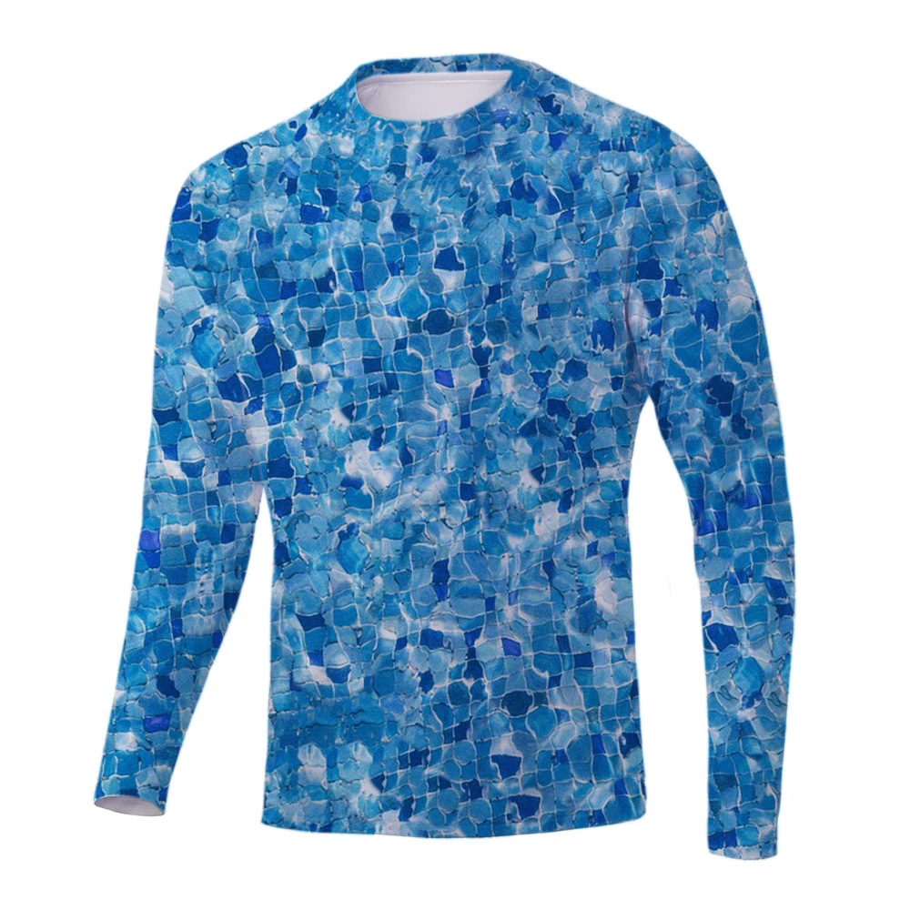 New quick drying breathable fishing suit with water ripple design, long sleeved fishing shirt