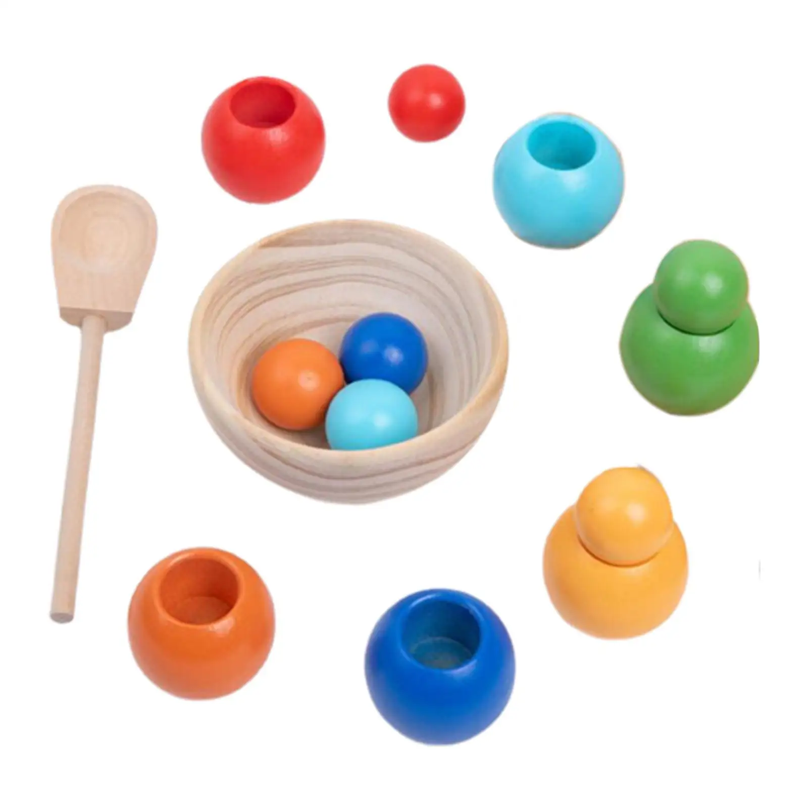 Juego de mesa de bolas en tazas, juguete Montessori para niños pequeños, juego de clasificación de colores para bebés