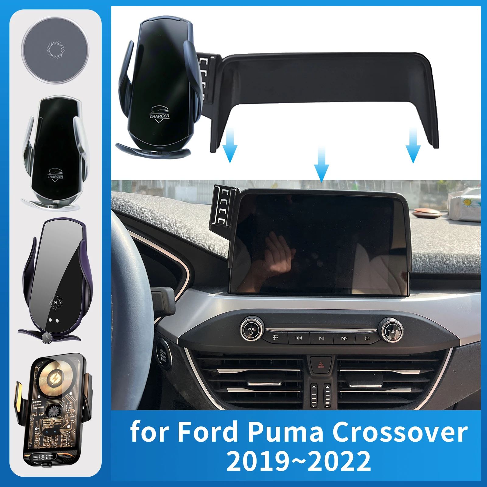 Car Mobile Phone Holder for Ford Puma ST 2019~2022 Titanium ST-Line X (8in) GPS Bracket Charging Stand Auto Accessories