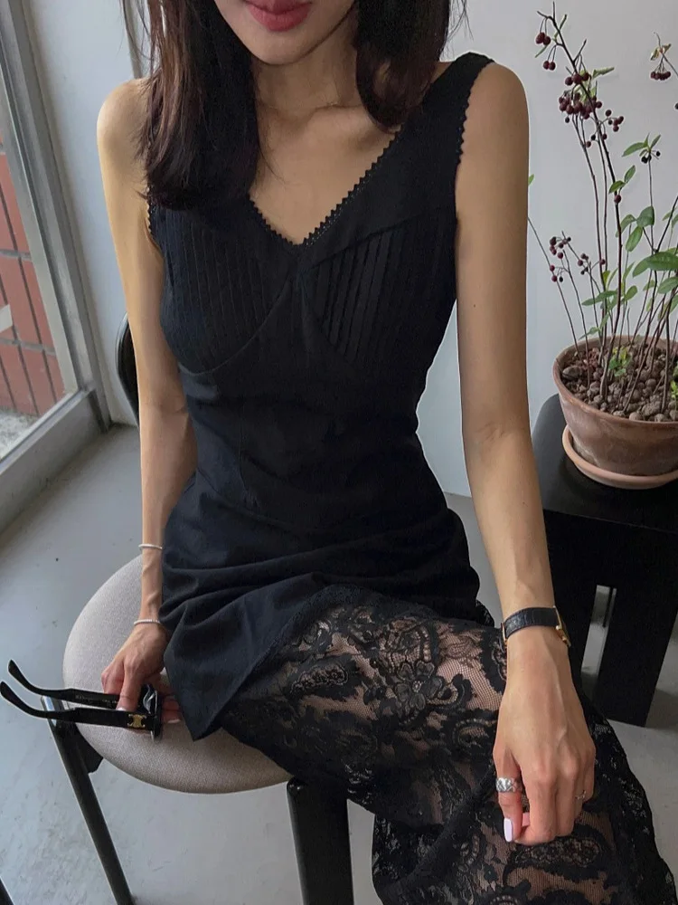 Bla dentelle épissure gilet Dr Chic Faion vêtements pour femmes Unique beau v-ne Svel trajet Sle été Dr