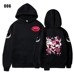 Anime enthusiast Hazbin Hotel's new style black 2D printed autumn street hip-hop Y2K hooded sweatshirt