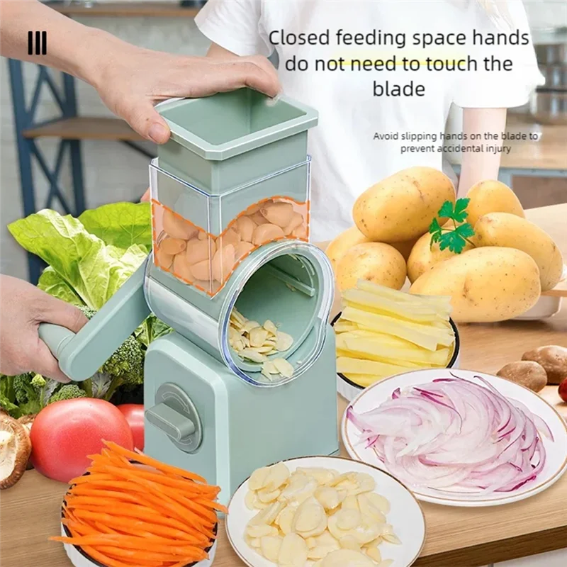 

J1UL1N 1PCS Vegetable Cutter Slicer Manual Chopper Machine Garlic Potato Shredder Kitchen Multifunctional Drum Slicer