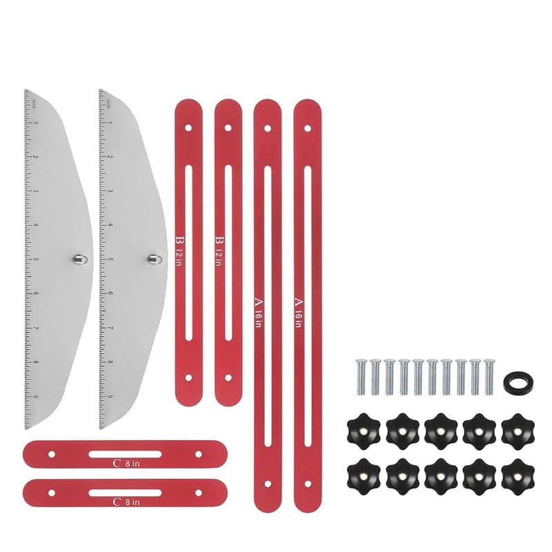 Stair Tread Template Tool 9Inch-54Inch Adjustable Length Stair Measuring Tool Jig For Stair Treads Suitable For Stairs Red