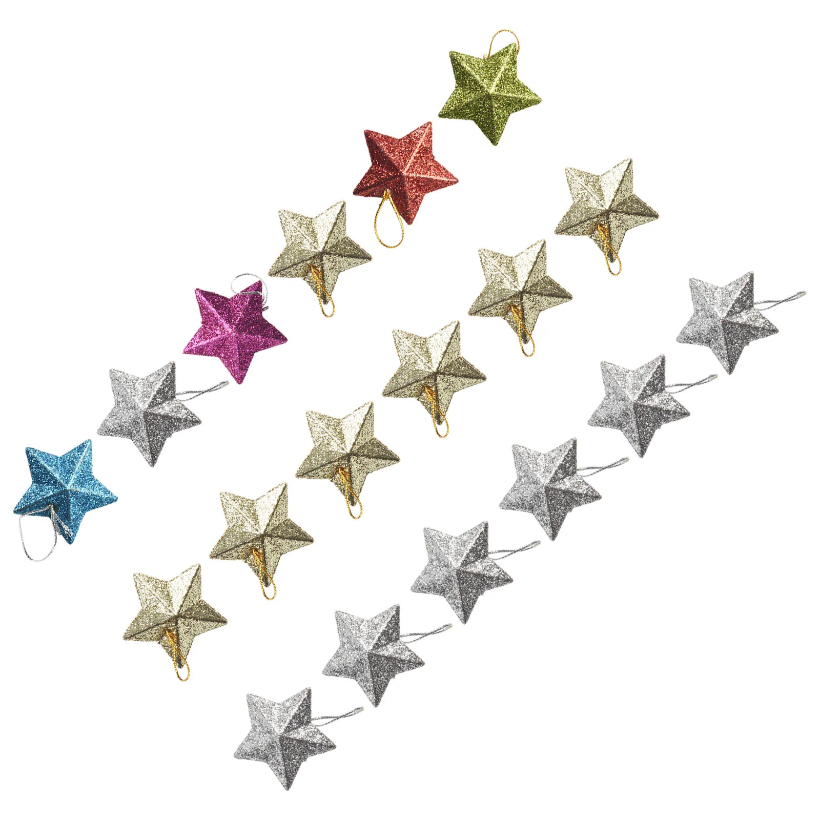 6pcs Glitter Pendant Star Christmas Tree Hanging Decorations Xmas Ornament Plastic Wedding Birthday Festive Party Ceiling