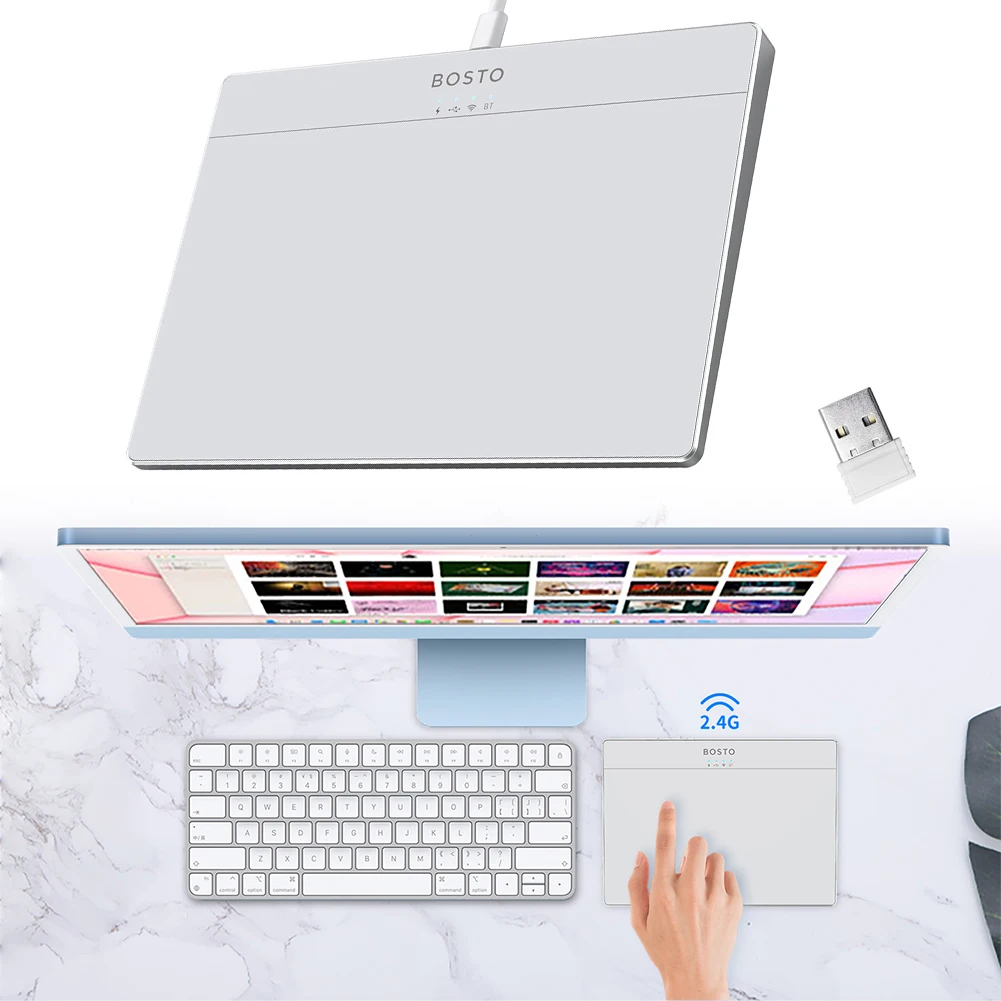 

Bluetooth-Compatible Touchpad Multi-Gesture Portable Track Pad Type-C Rechargeable Wired Precision Trackpad for Laptop iPad