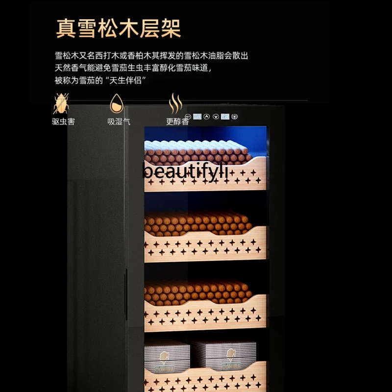 A61 Compressor red wine cigar cabinet constant temperature and humidity, household cedar wood bare raising, moisturizing cabinet
