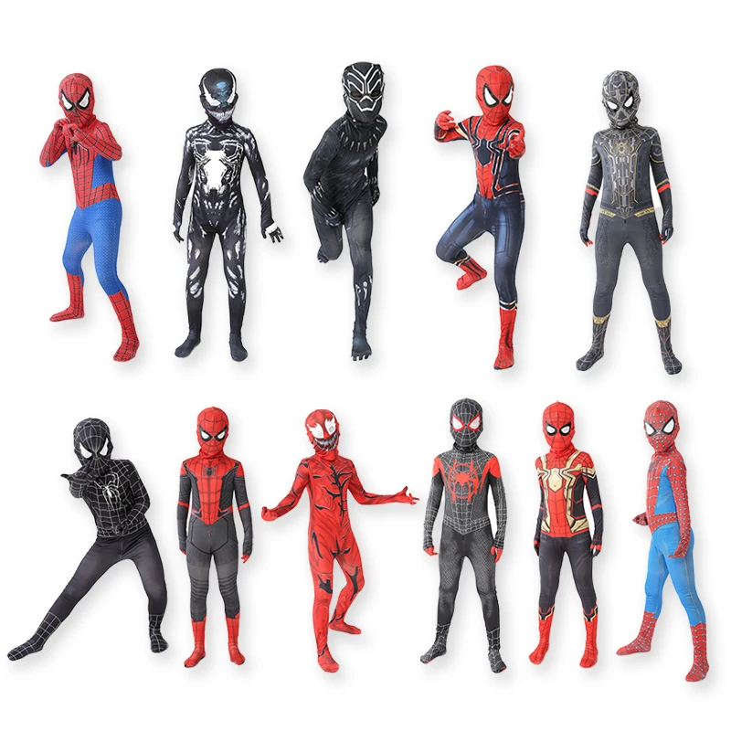 Superheld Spiderman Kostuum Bodysuit Voor Kinderen Spandex Zentai Halloween Spider Man Cosplay Jumpsuit 3D Stijl