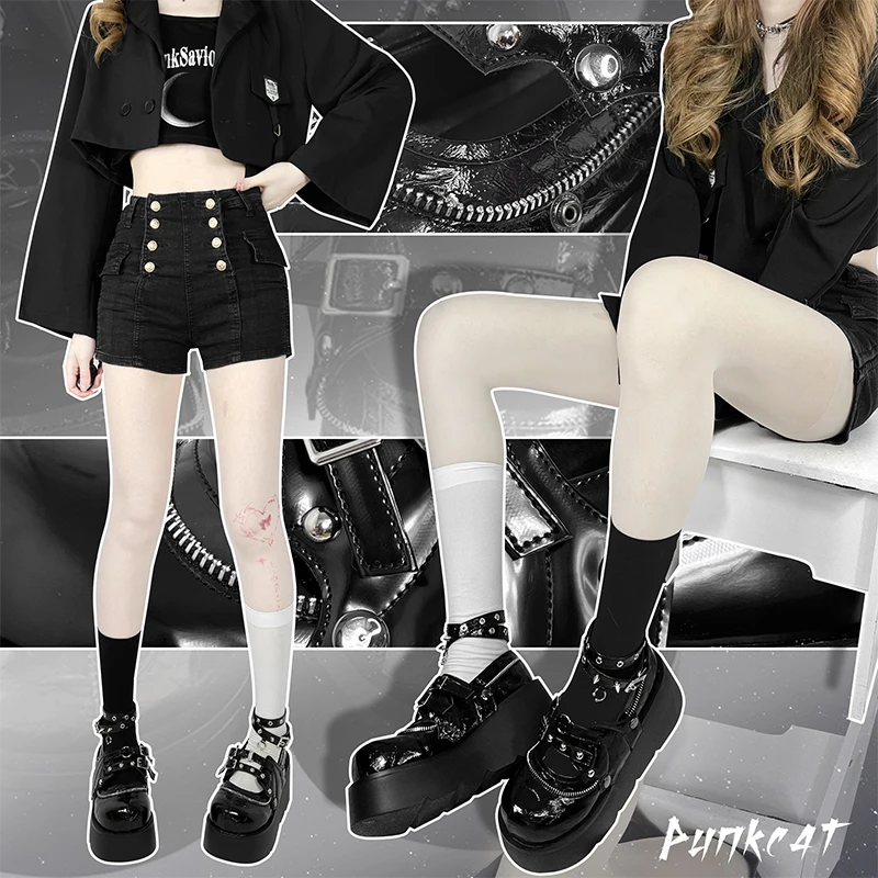 Cos Twin Shadow Punkcat Original Punk Thick Sole Shoes Y2k Subcultural Spicy Girl Gothic Lolita Songcake Shoes