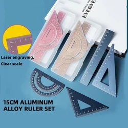 Aluminum Alloy Multifunctional Set of Rulers Rulers Triangles Metal Stamping Processing Precision Rulers Math Drawing Tools