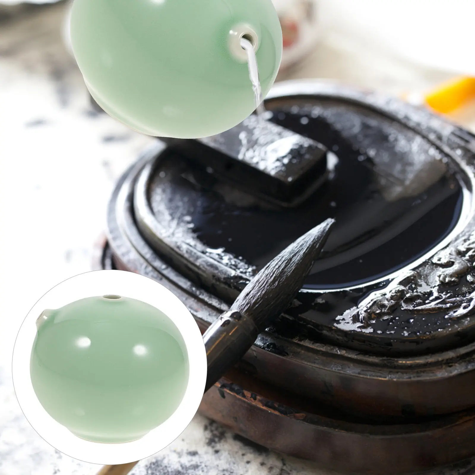 

Ceramic Ink Droplet for Calligraphy and Painting Smooth Round Edges Easy Clean Portable Water Dropper for Ink Grinding