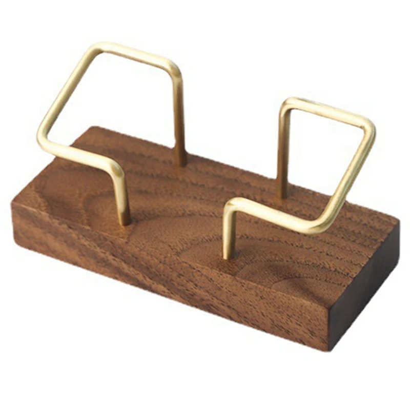 

Walnut Brass Business Card Holder Wooden Business Card Holder Metal Business Card Rack Solid Wood Card Note Box