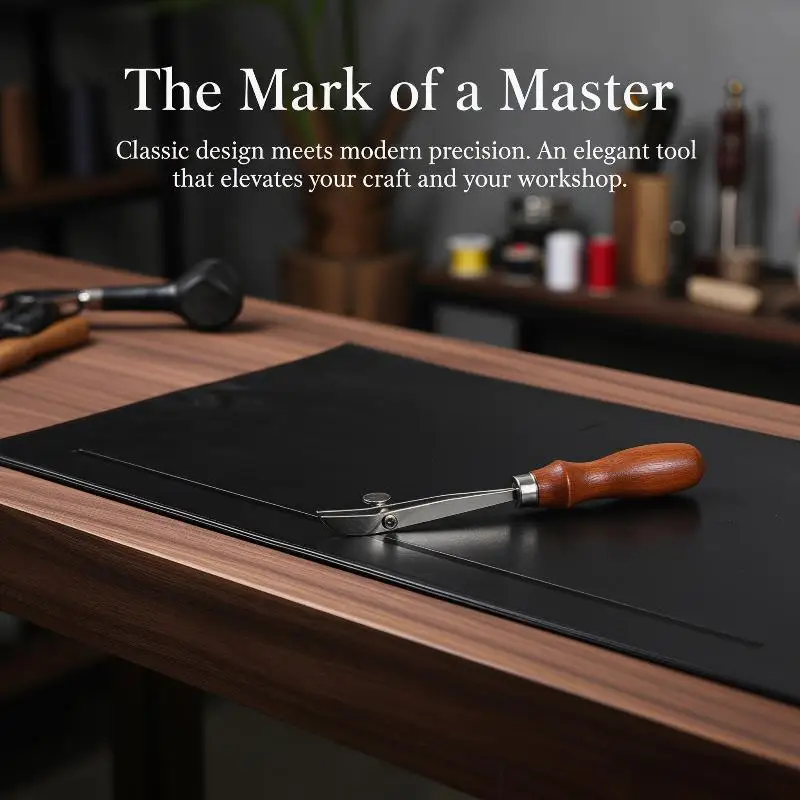 Wooden Handle Leather Creaser Width Adjustable Leather Edger Leather Working Tool For Belts Wallets Bags Saddles