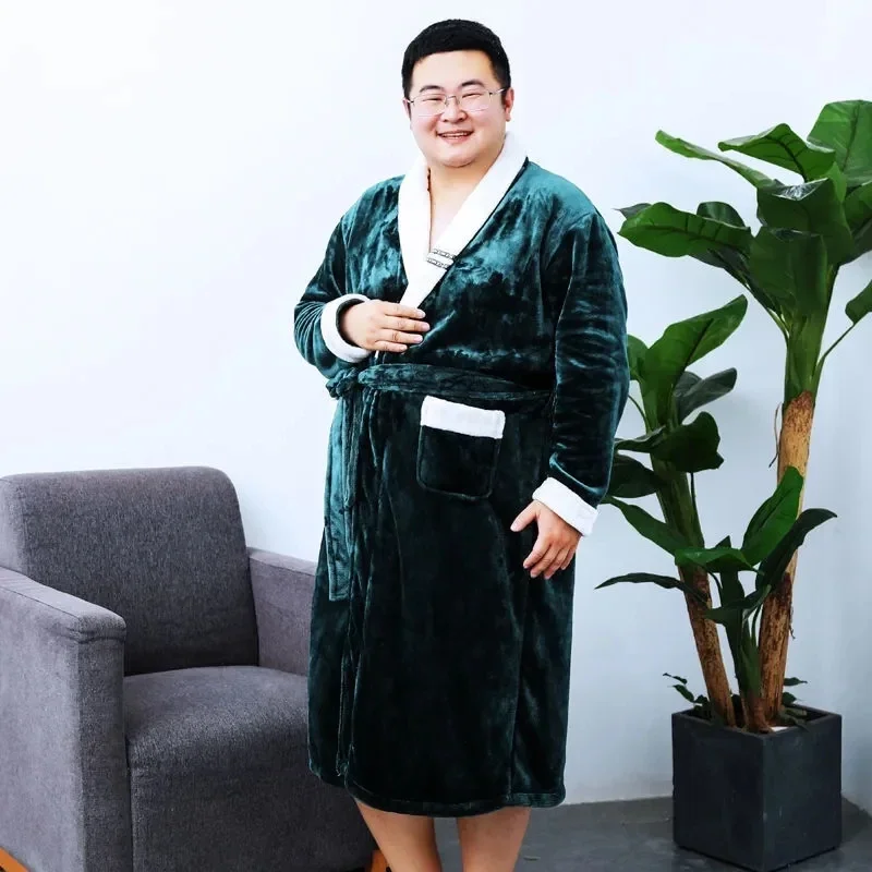 

10017011-10 Plus size pajamas men's fall/winter flannel men's plus fat thickening plus velvet home service winter suit