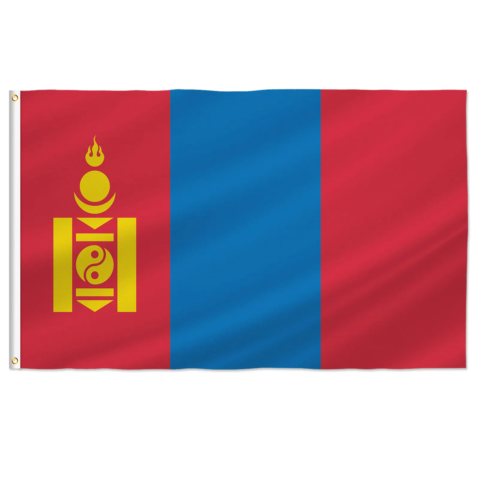 PTEROSAUR Mongolia Flag 60x90cm 90x150cm, Mongolia Mongolian National Flag with Brass Grommets for Indoor Outdoor Decor Banner