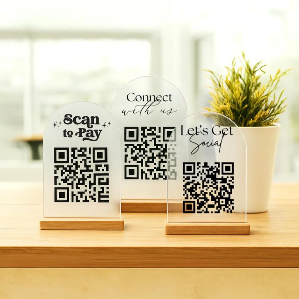 Personalized Leave a Review QR Code Sign Google Review Mini QR Display Sign QR Social Media Sign Payment Method Acrylic Plaque