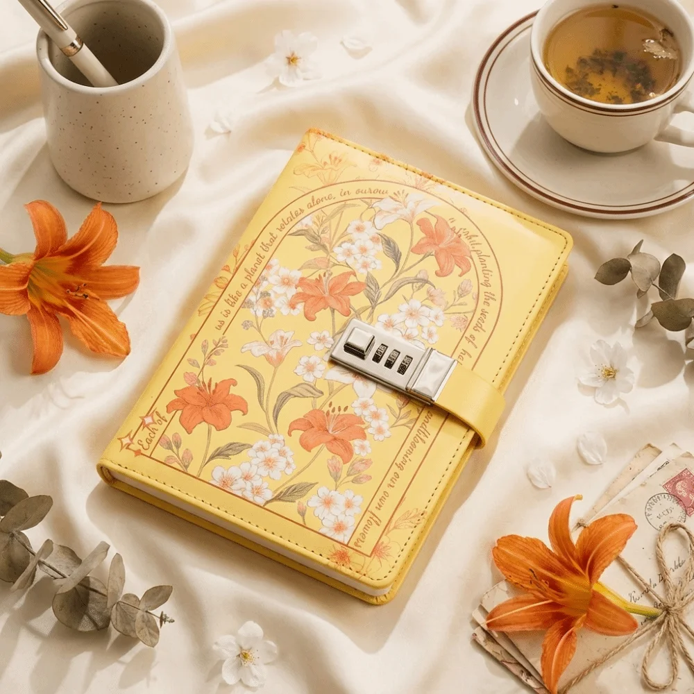 Secure Lock Design Password Lock Notebook Simple Elegant Appearance Compact Size Journal Insert Pocket Stylish Delicate